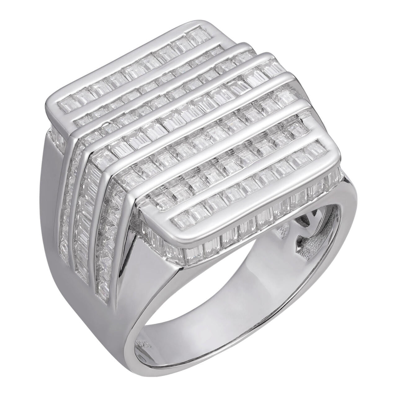 MOISSANITE Large Baguette Modern Ring - 925 Silver