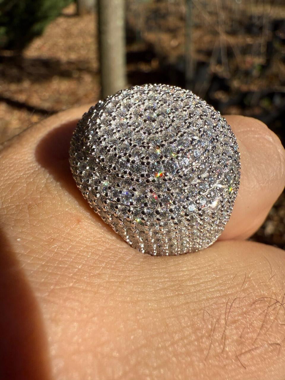 MOISSANITE Large Hip Hop Celebrity Iced Out Ring - 14k Gold Vermeil 925 Silver