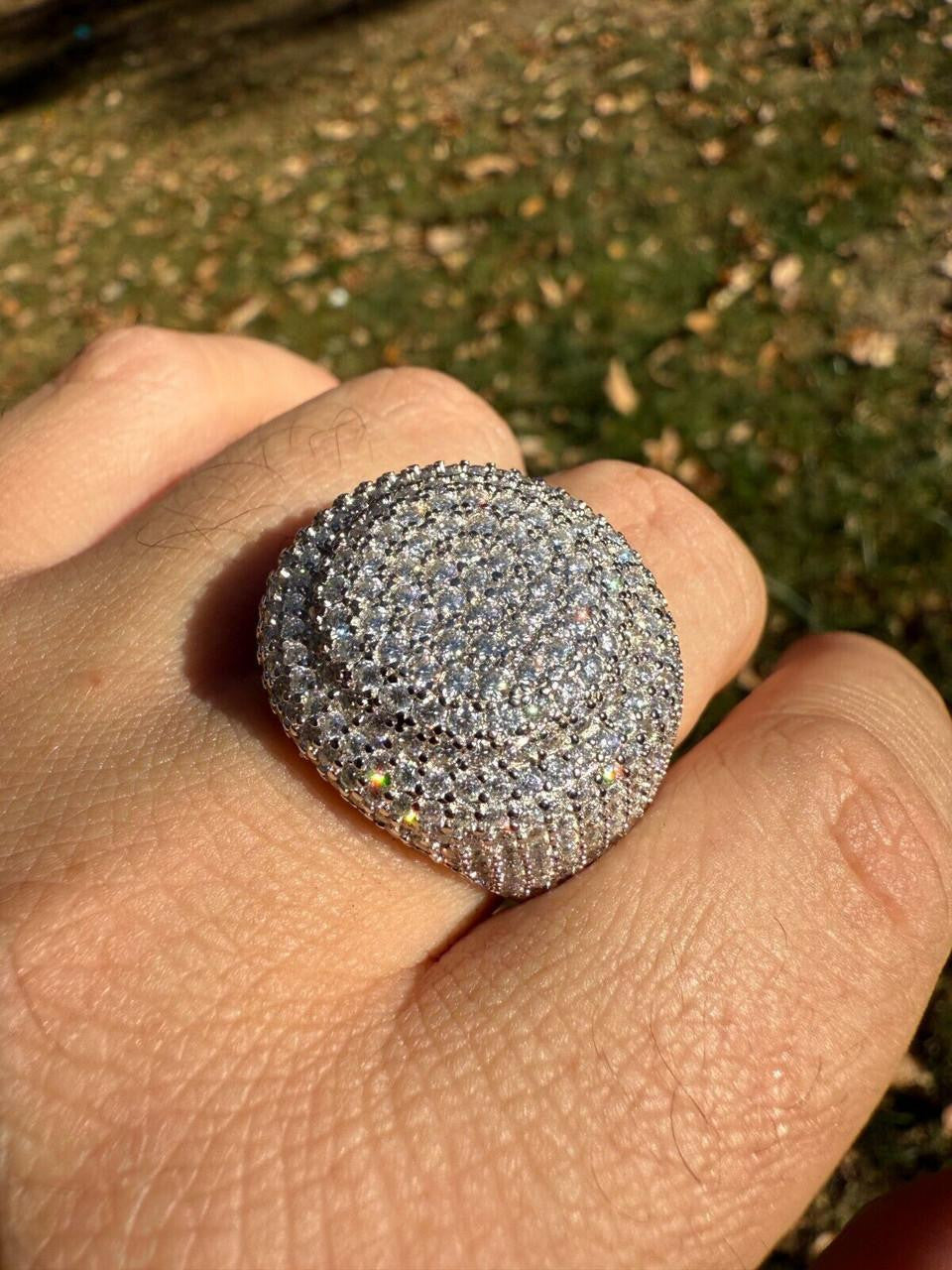 MOISSANITE Large Hip Hop Celebrity Iced Out Ring - 14k Gold Vermeil 925 Silver