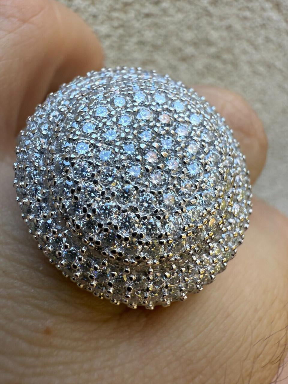 MOISSANITE Large Hip Hop Celebrity Iced Out Ring - 14k Gold Vermeil 925 Silver