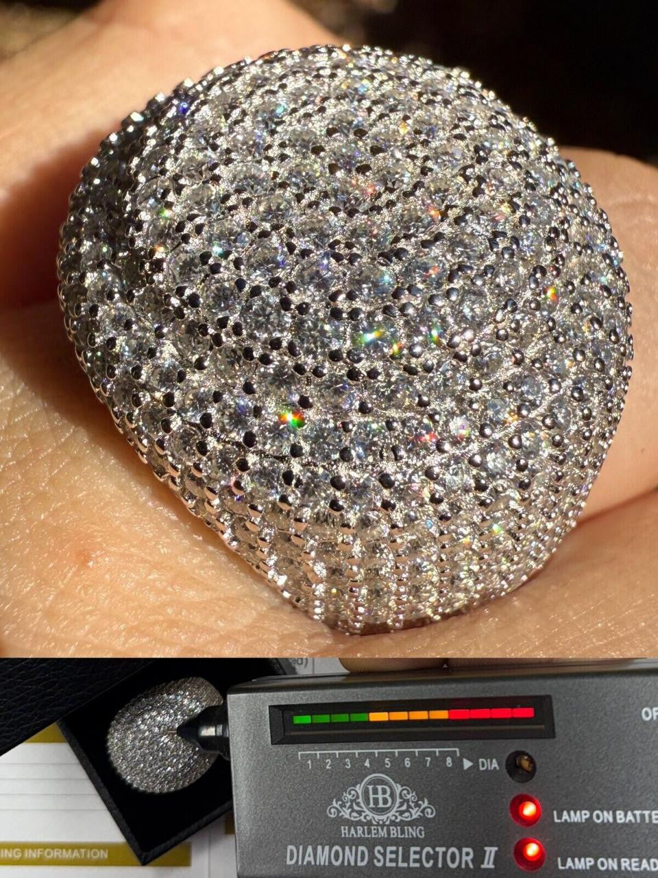 MOISSANITE Large Hip Hop Celebrity Iced Out Ring - 925 Silver
