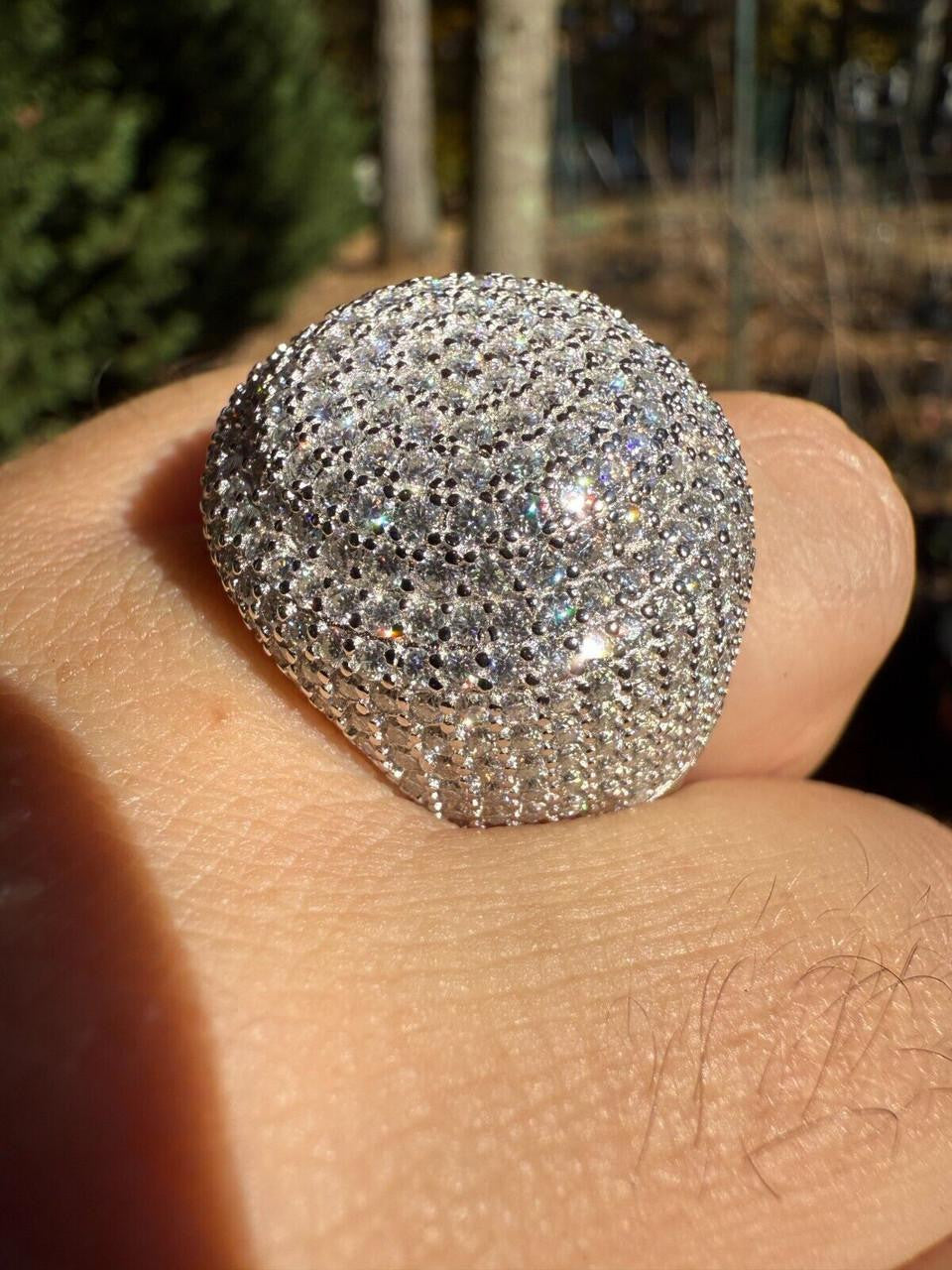MOISSANITE Large Hip Hop Celebrity Iced Out Ring - 925 Silver
