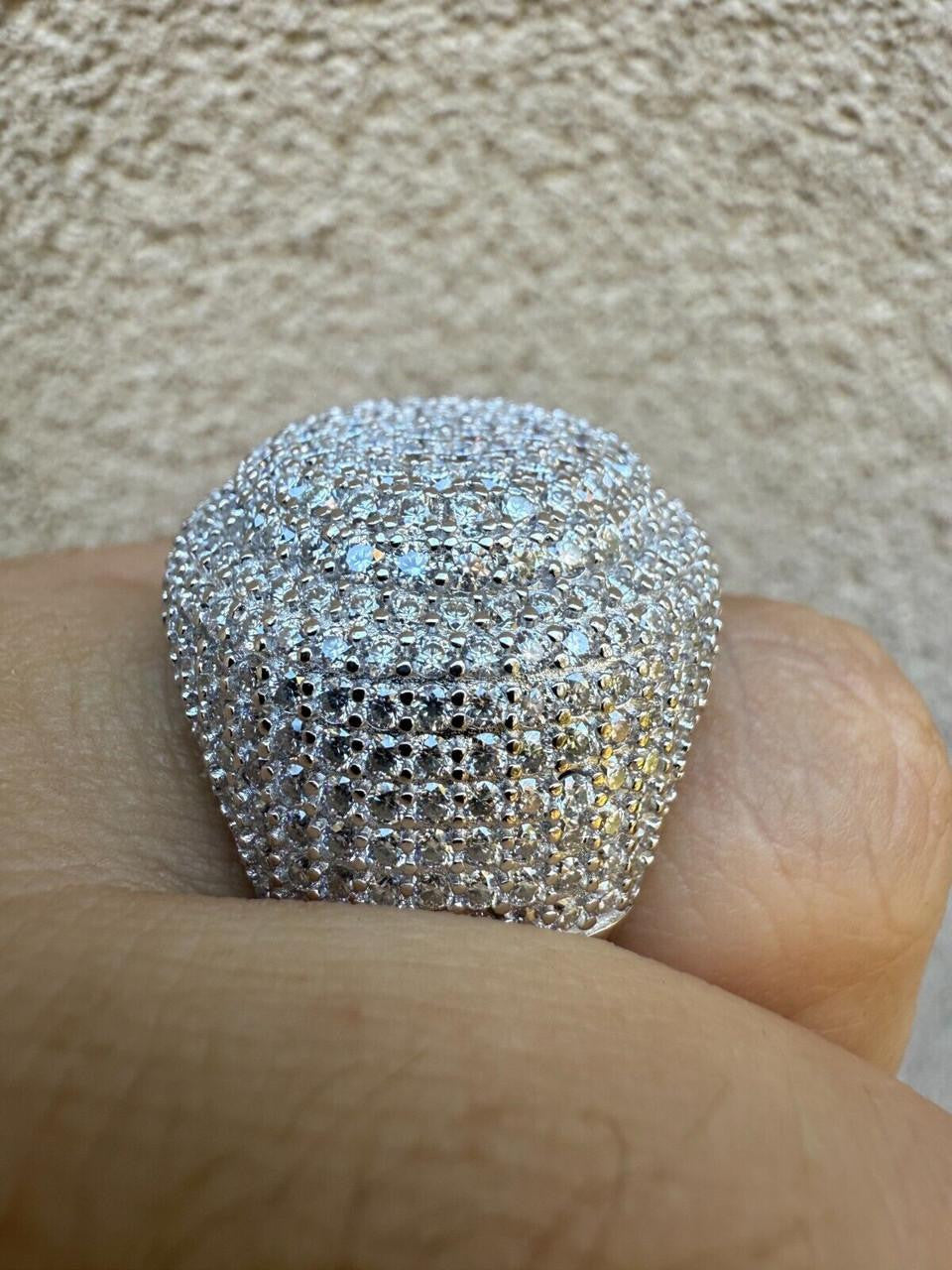 MOISSANITE Large Hip Hop Celebrity Iced Out Ring - 925 Silver