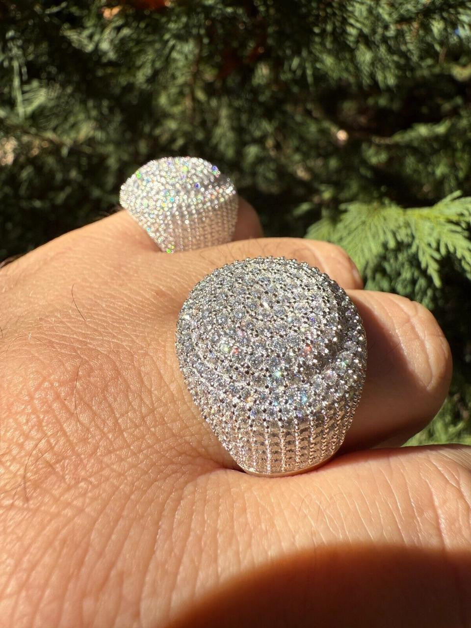 MOISSANITE Large Hip Hop Celebrity Iced Out Ring - 925 Silver