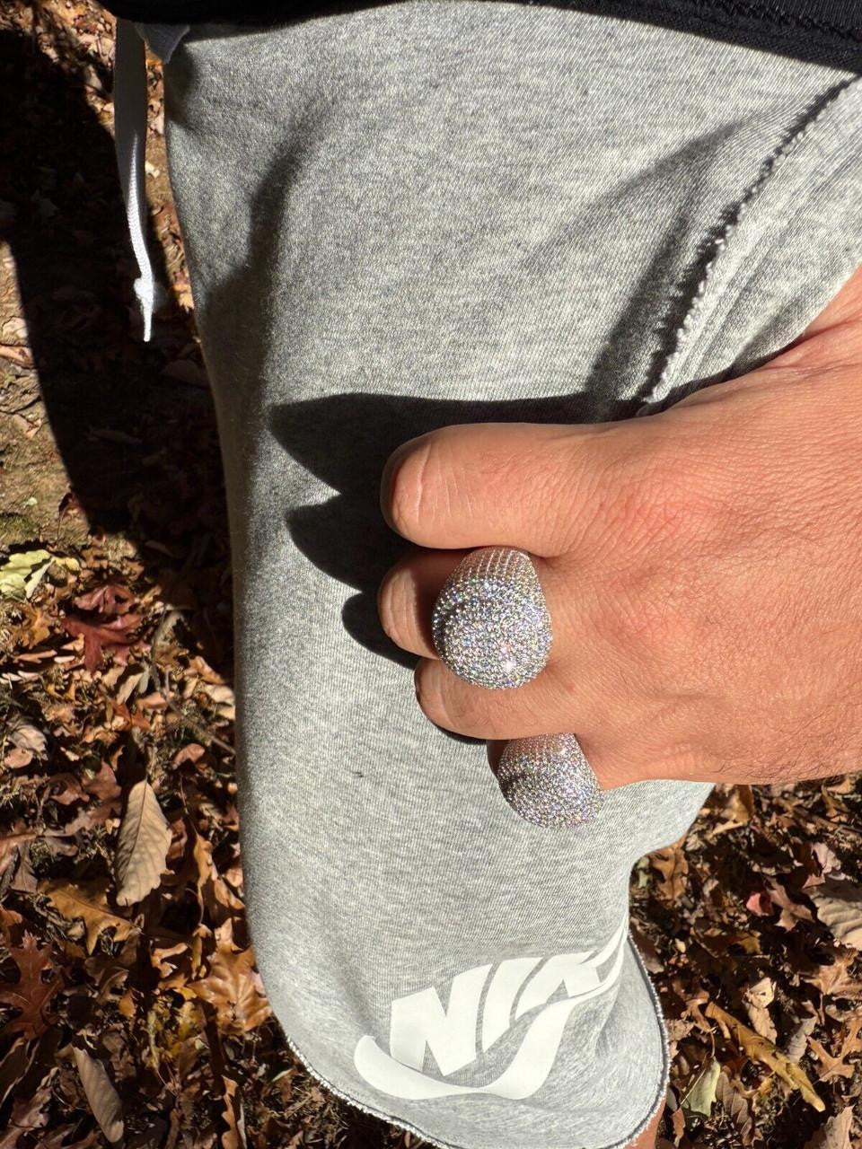 MOISSANITE Large Hip Hop Celebrity Iced Out Ring - 925 Silver