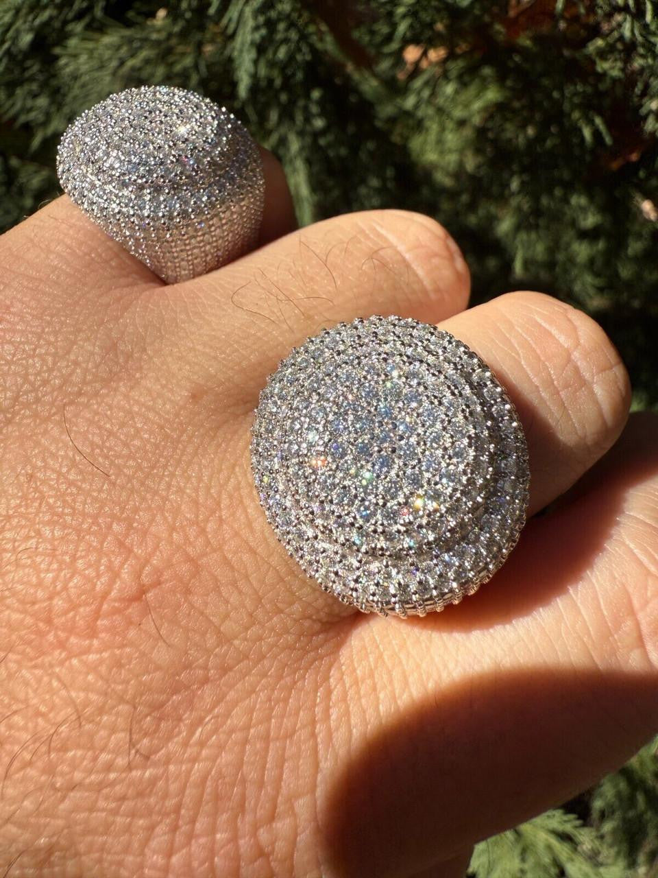 MOISSANITE Large Hip Hop Celebrity Iced Out Ring - 925 Silver