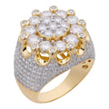 MOISSANITE Large Royal Crown Iced Out Ring - 14k Gold Vermeil 925 Silver