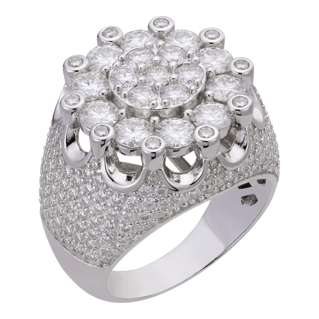 MOISSANITE Large Royal Crown Iced Out Ring - 925 Silver