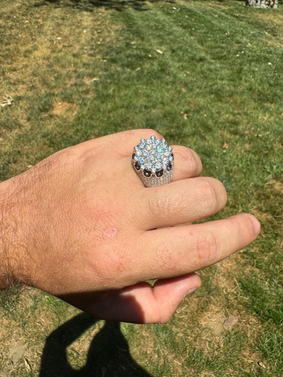 MOISSANITE Large Royal Crown Iced Out Ring - 925 Silver