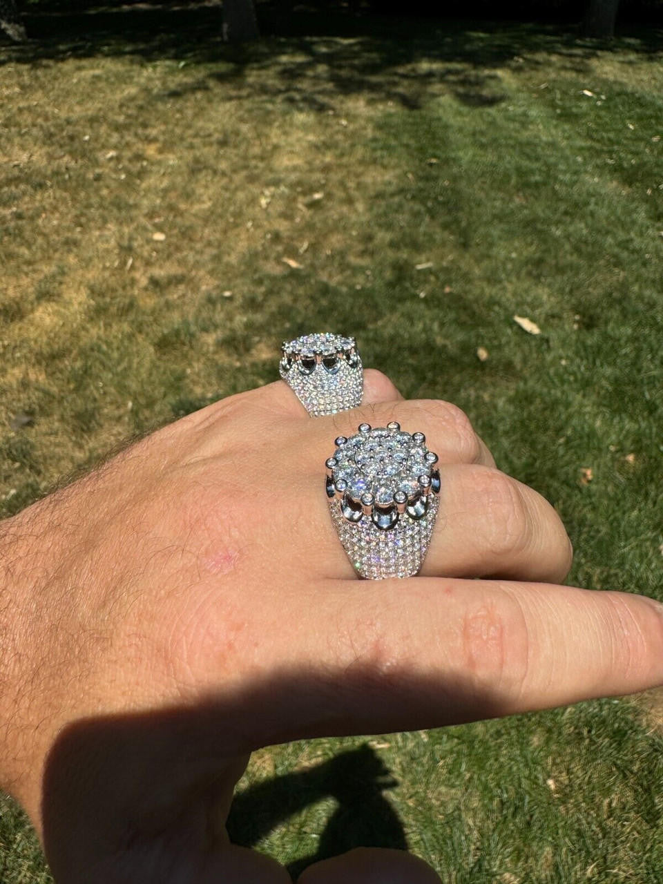 MOISSANITE Large Royal Crown Iced Out Ring - 925 Silver