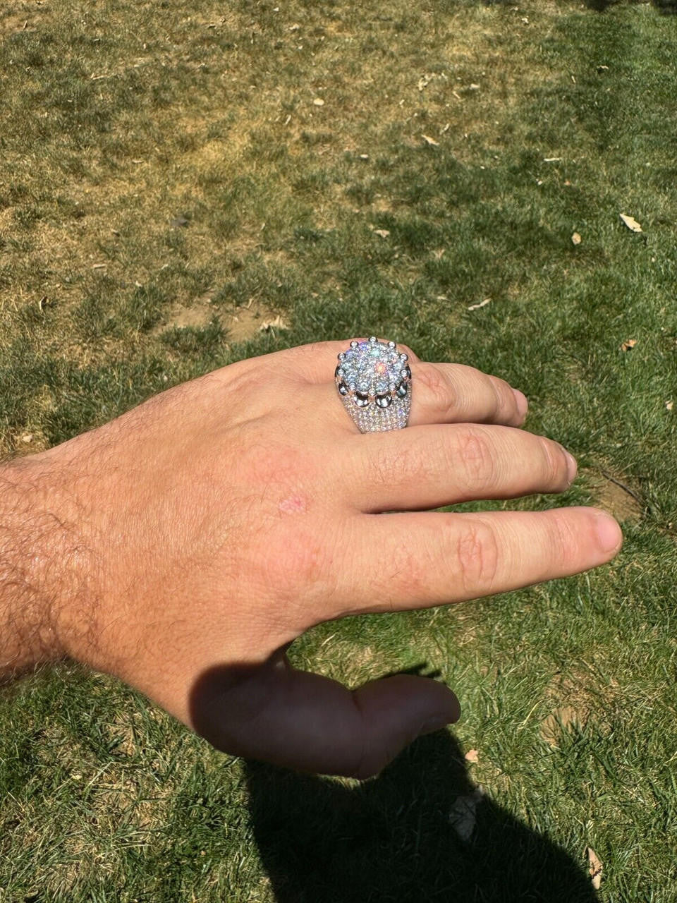 MOISSANITE Large Royal Crown Iced Out Ring - 925 Silver