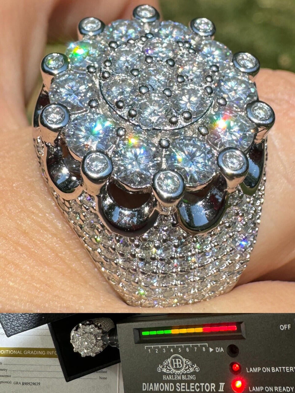 MOISSANITE Large Royal Crown Iced Out Ring - 925 Silver