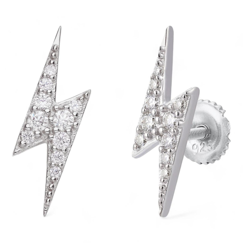 MOISSANITE Lightning Bolt Iced Out Earrings - 925 Silver - 6x16mm