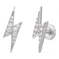 MOISSANITE Lightning Bolt Iced Out Earrings - 925 Silver - 6x16mm