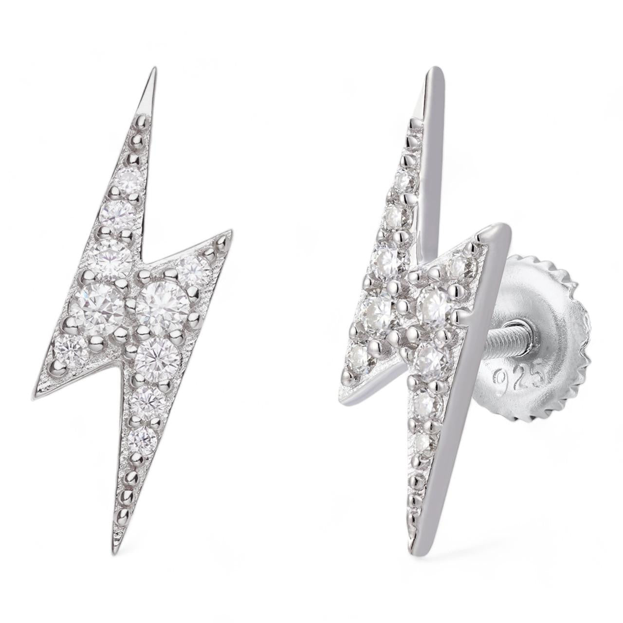 MOISSANITE Lightning Bolt Iced Out Earrings - 925 Silver - 6x16mm