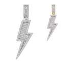 MOISSANITE Lightning Bolt Iced Out Pendant - 14k Gold Vermeil Or 925 Silver - Medium 2"