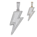 MOISSANITE Lightning Bolt Pendant - 14k Gold Vermeil Or 925 Silver - Medium 2"