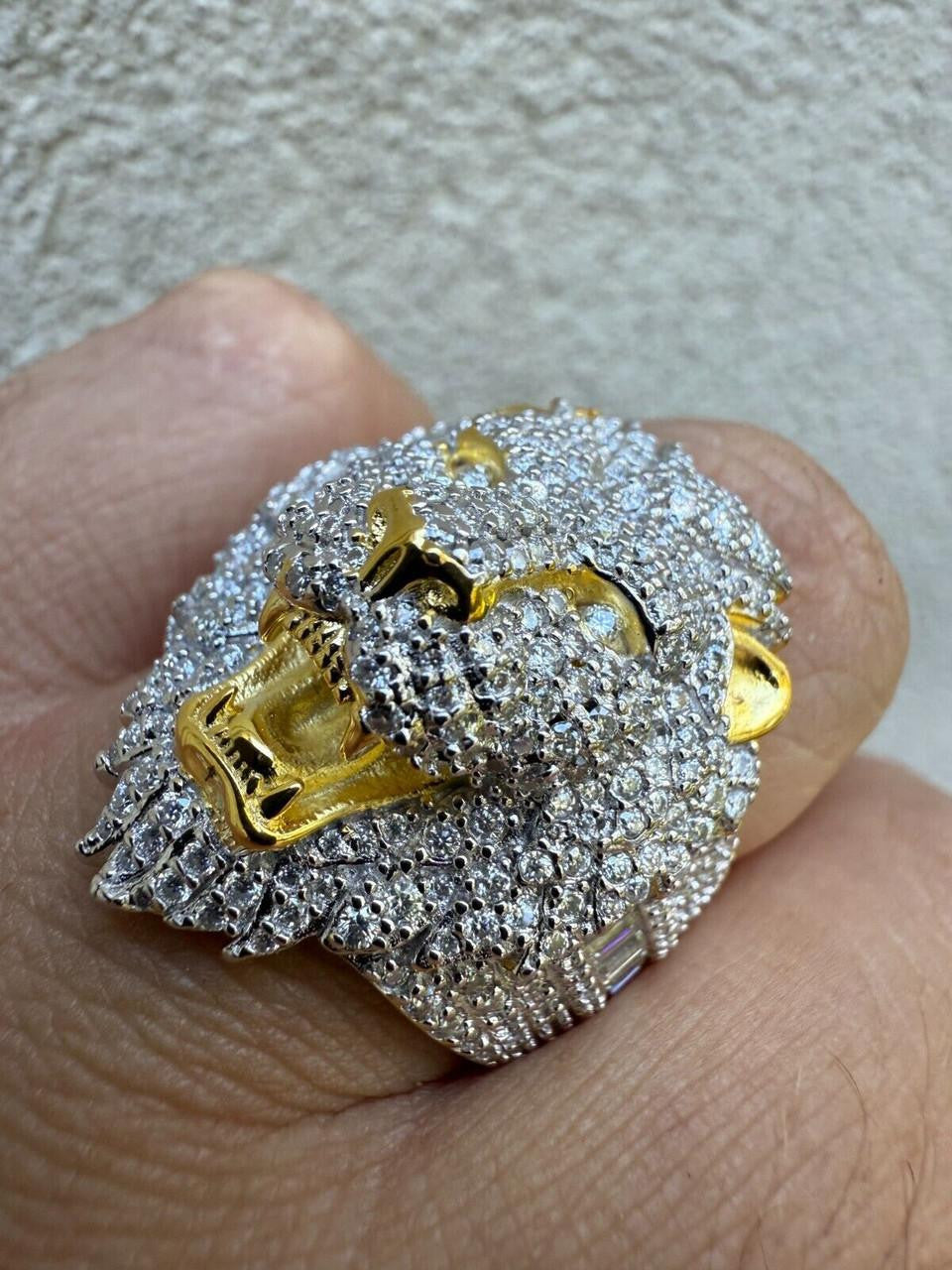MOISSANITE Lion Hip Hop Ring - 14k Gold Vermeil 925 Silver