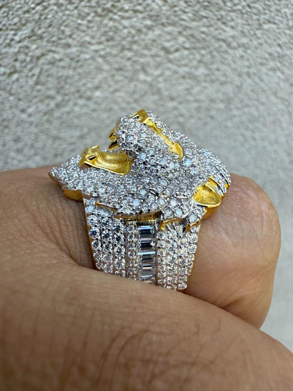 MOISSANITE Lion Hip Hop Ring - 14k Gold Vermeil 925 Silver