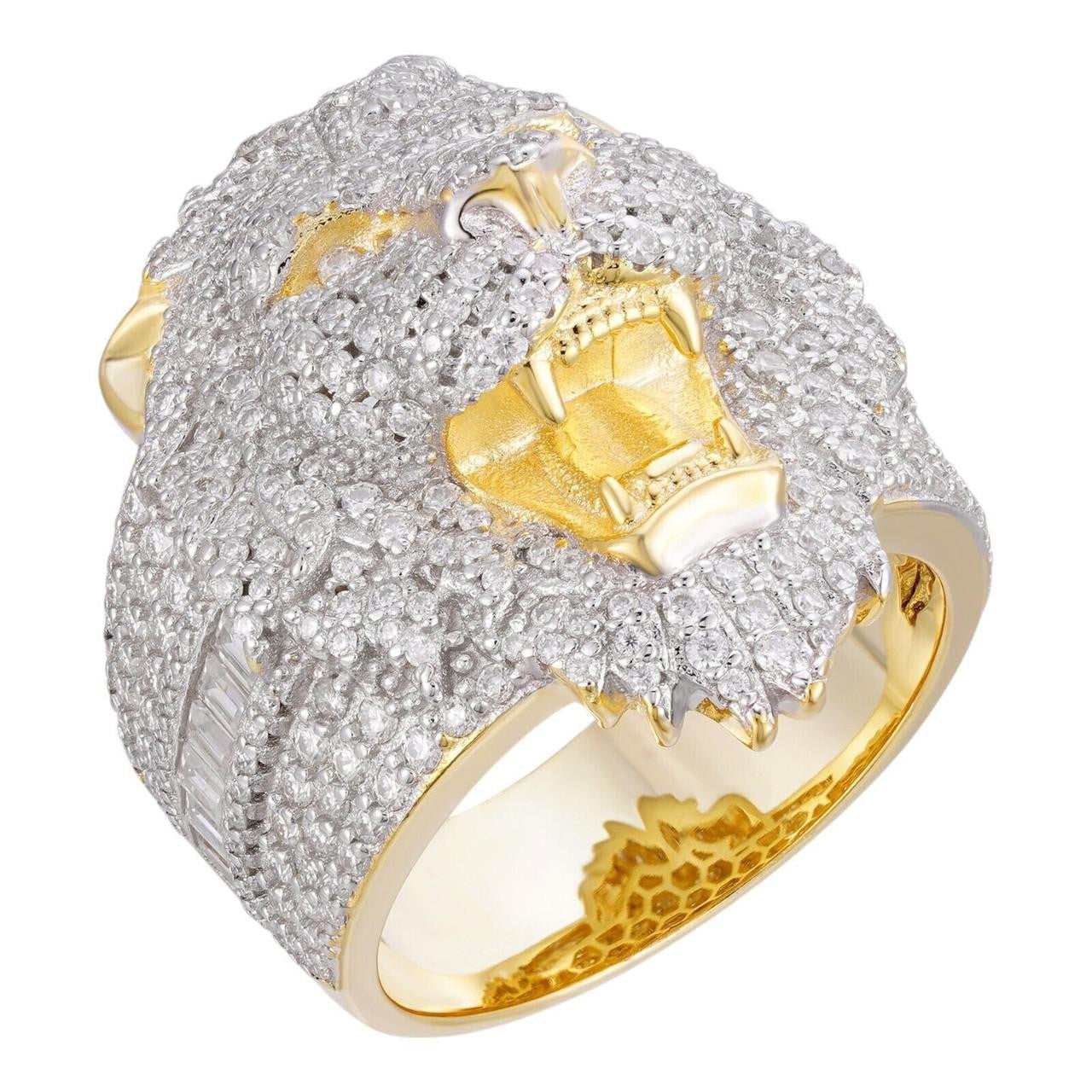MOISSANITE Lion Hip Hop Ring - 14k Gold Vermeil 925 Silver