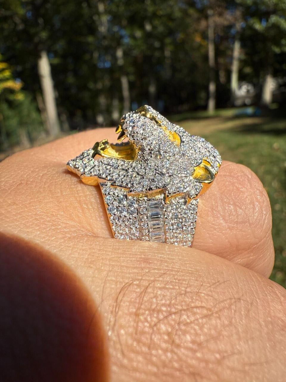 MOISSANITE Lion Hip Hop Ring - 14k Gold Vermeil 925 Silver