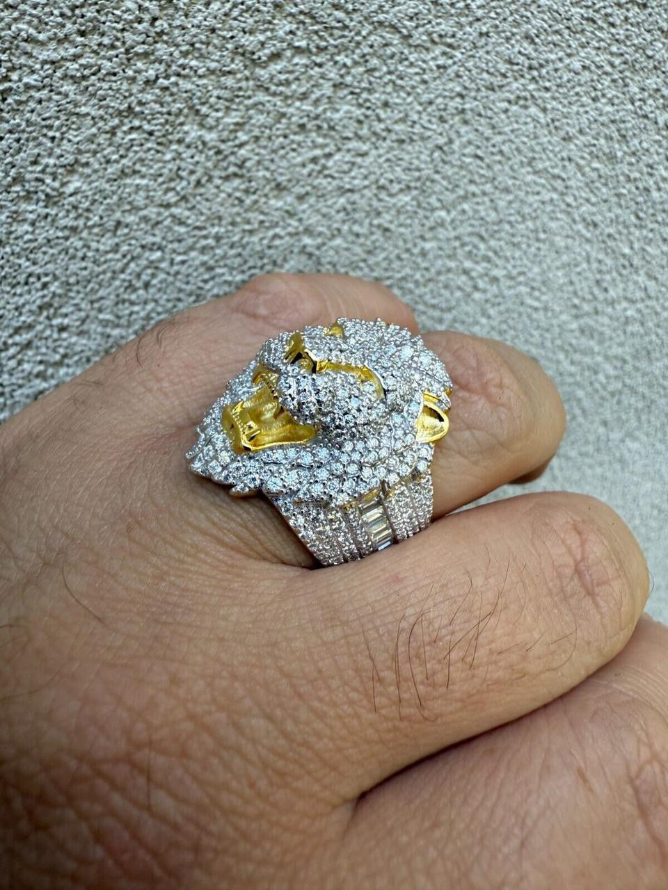 MOISSANITE Lion Hip Hop Ring - 14k Gold Vermeil 925 Silver