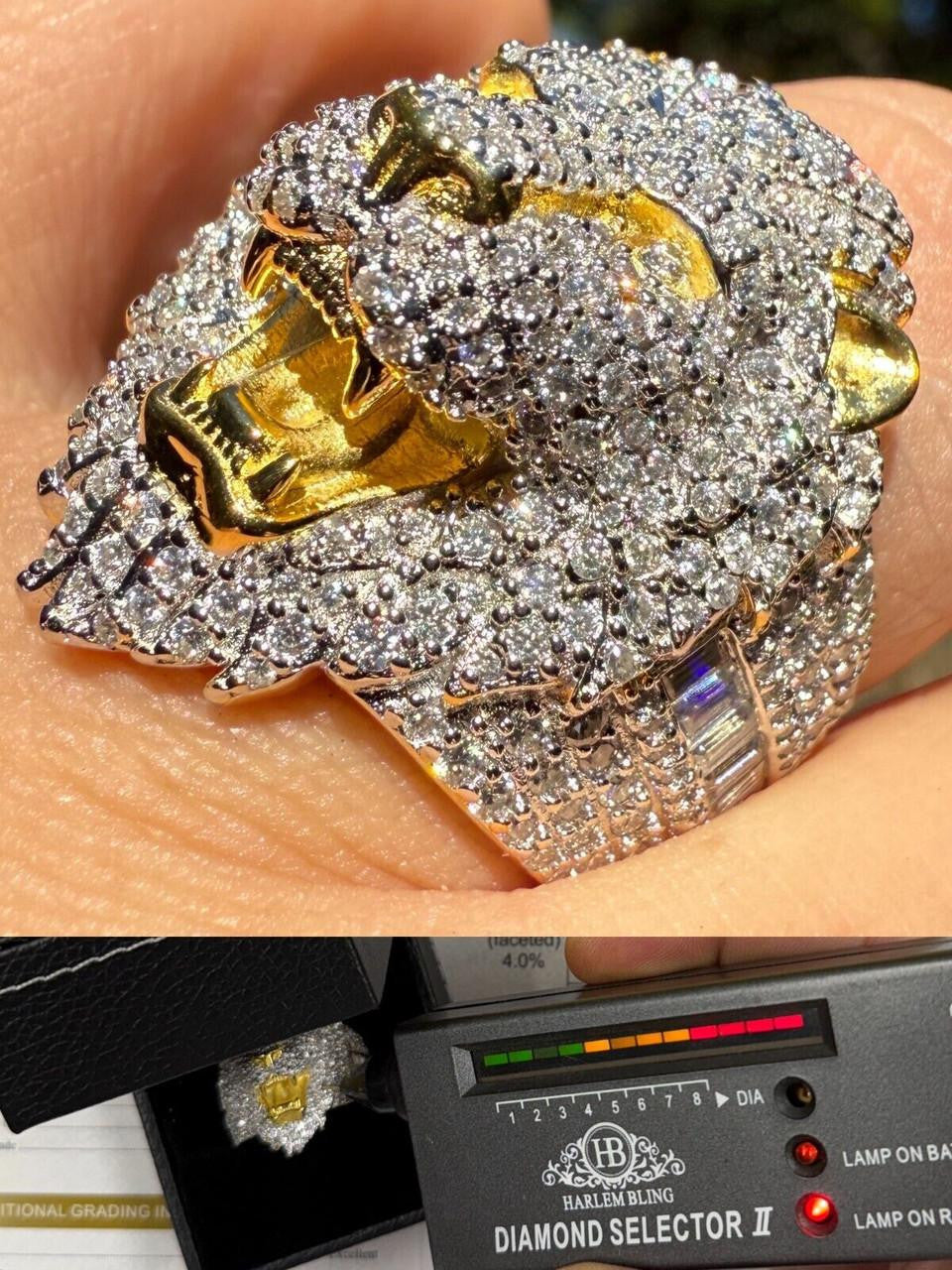MOISSANITE Lion Hip Hop Ring - 14k Gold Vermeil 925 Silver
