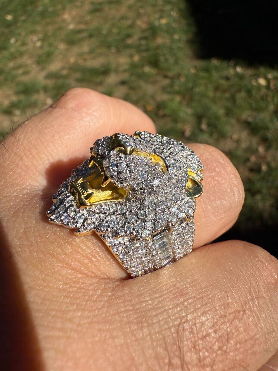 MOISSANITE Lion Hip Hop Ring - 14k Gold Vermeil 925 Silver