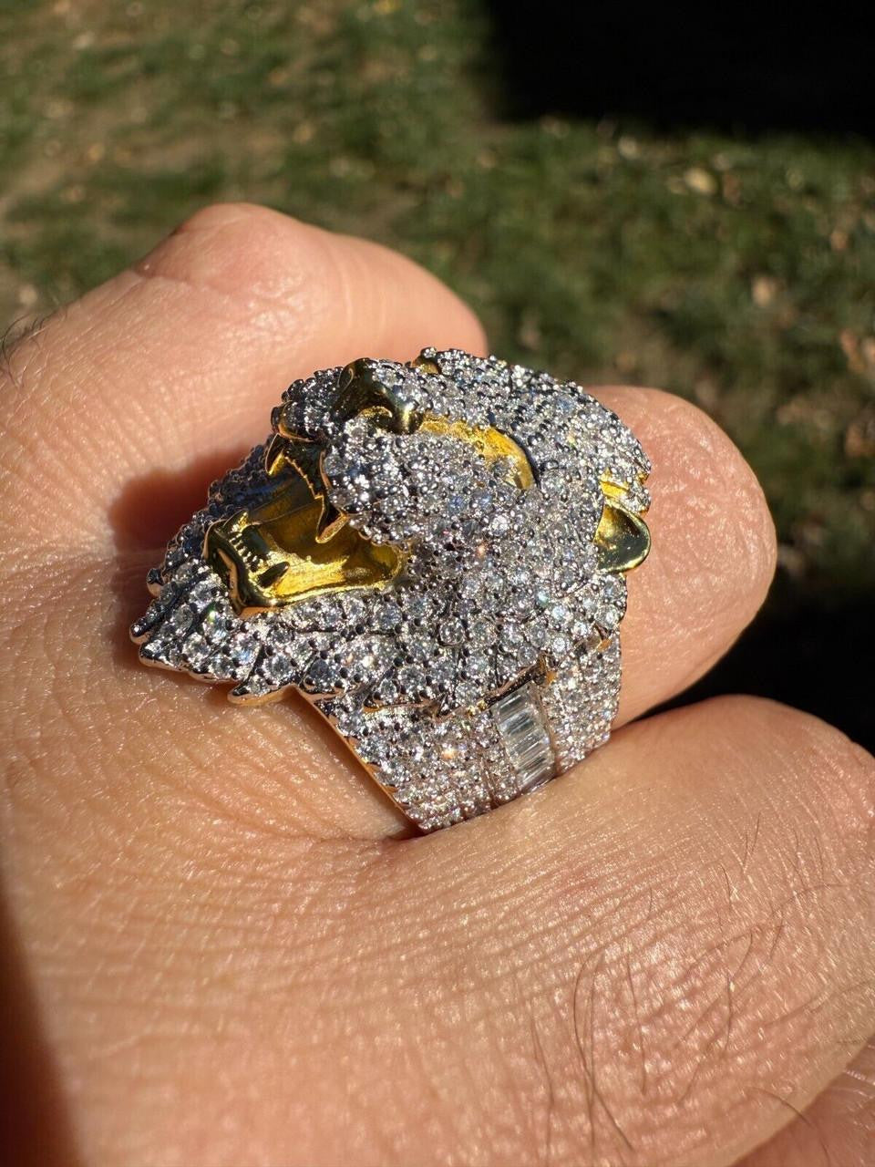 MOISSANITE Lion Hip Hop Ring - 14k Gold Vermeil 925 Silver