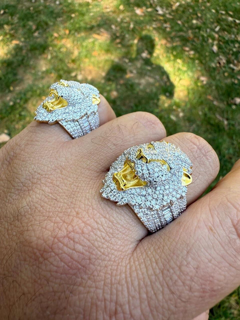 MOISSANITE Lion Hip Hop Ring - 14k Gold Vermeil 925 Silver