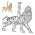 MOISSANITE Lion Of Judah W. Crown Rasta Pendant - 14k Gold Vermeil or 925 Silver - Medium 2.25"