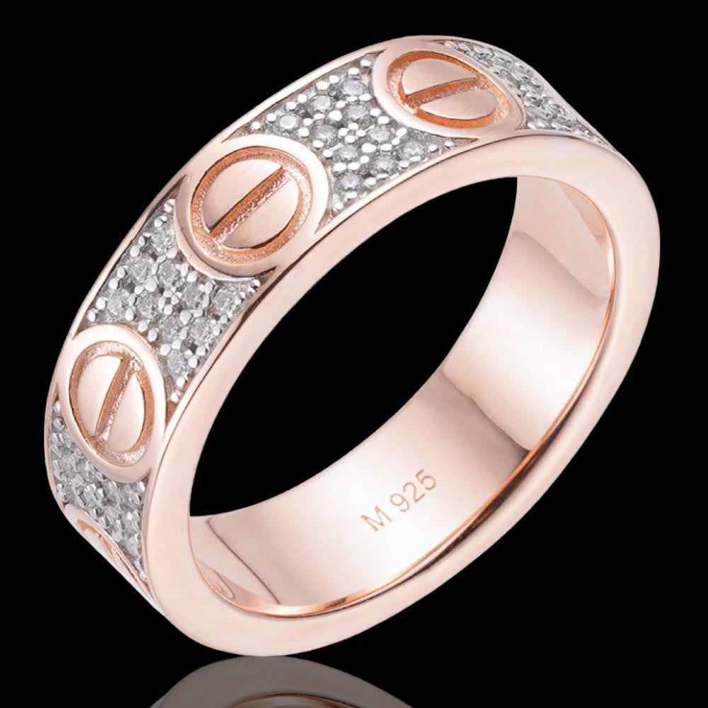 MOISSANITE Love Ring Eternity Band - 14k Rose Gold Vermeil 925 Silver