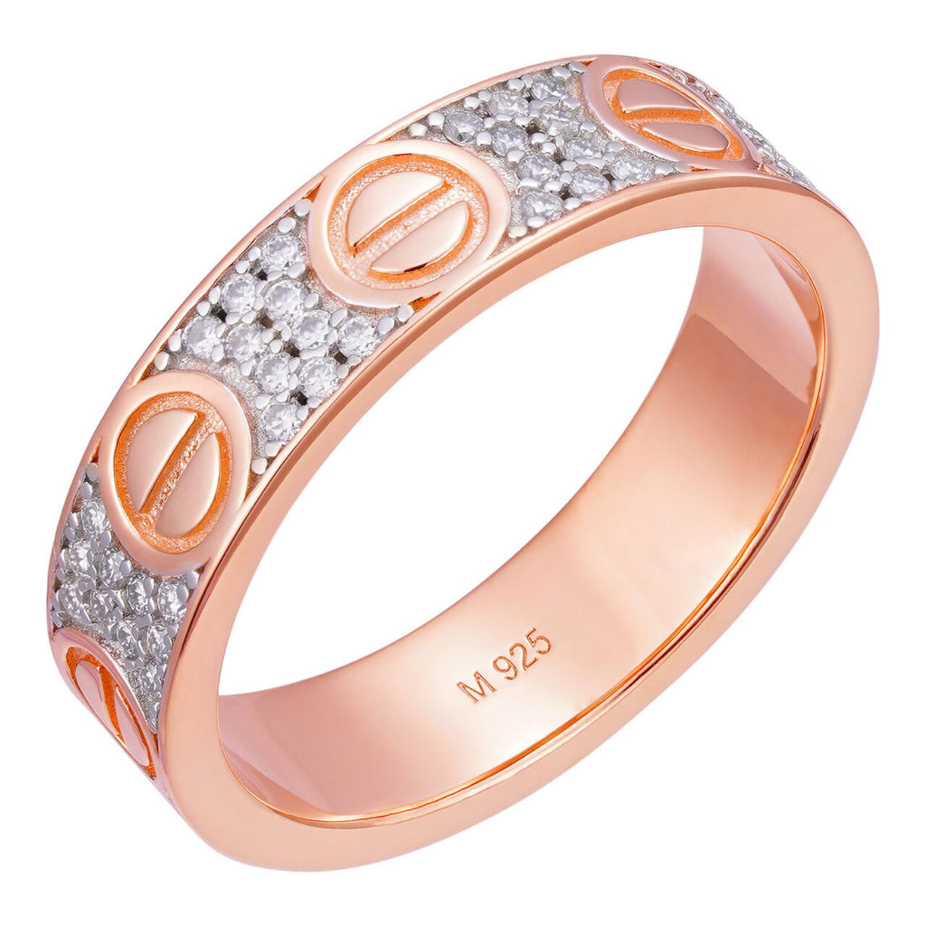 MOISSANITE Love Ring Eternity Band - 14k Rose Gold Vermeil 925 Silver
