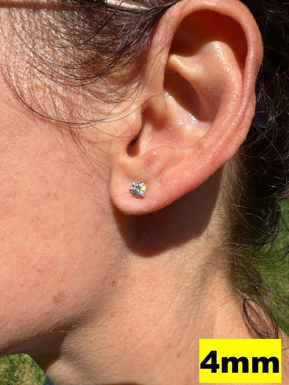 MOISSANITE Martini 3-Prong Solitaire Stud Earrings - 925 Silver - 3mm-10mm - 0.2-8ct