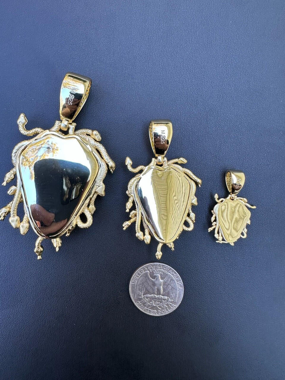 MOISSANITE Medusa Head Pendant - 14k Gold Vermeil 925 Silver - 3 Sizes 0.75"-2.5"
