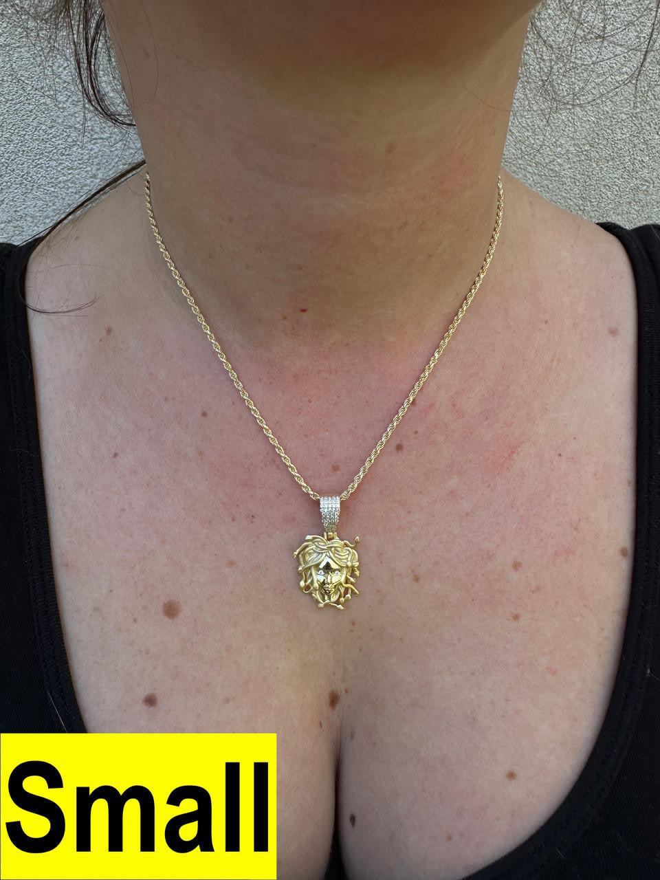MOISSANITE Medusa Head Pendant - 14k Gold Vermeil 925 Silver - 3 Sizes 0.75"-2.5"