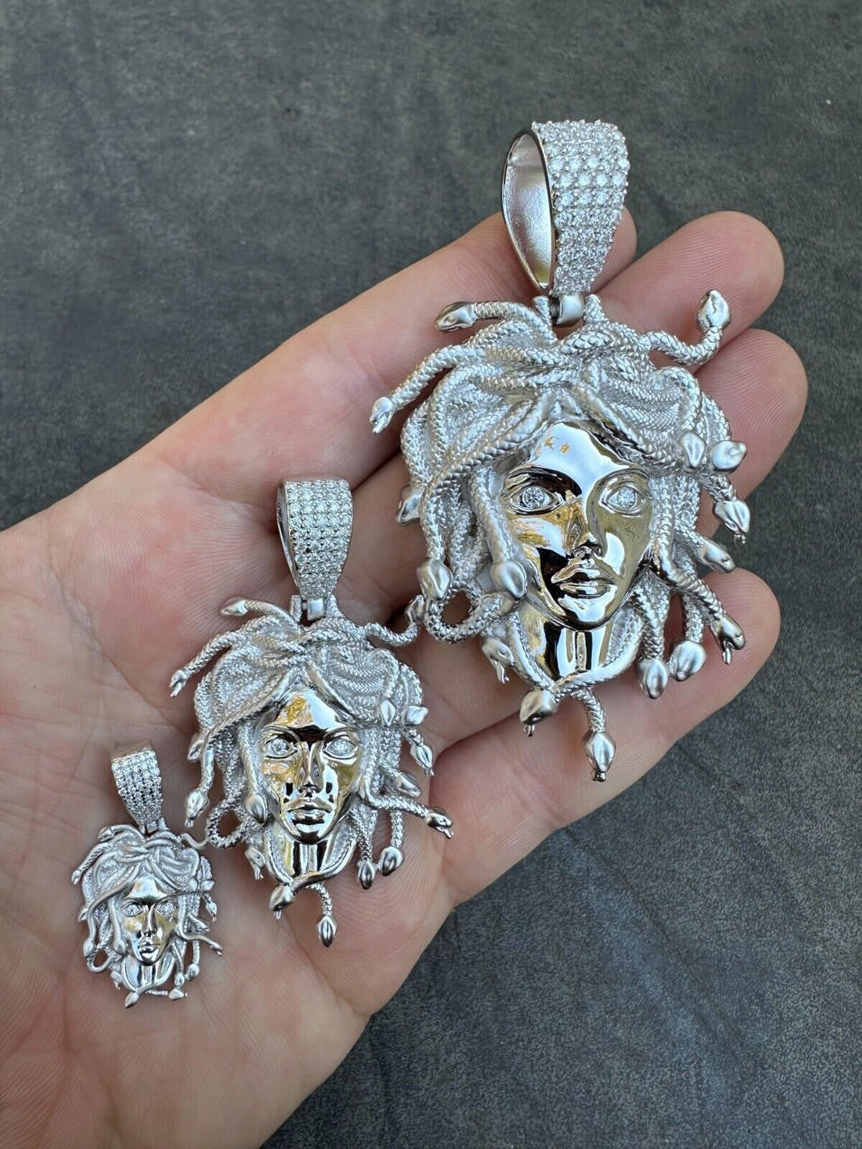 MOISSANITE Medusa Head Pendant - 925 Silver - 3 Sizes 0.75"-2.5"