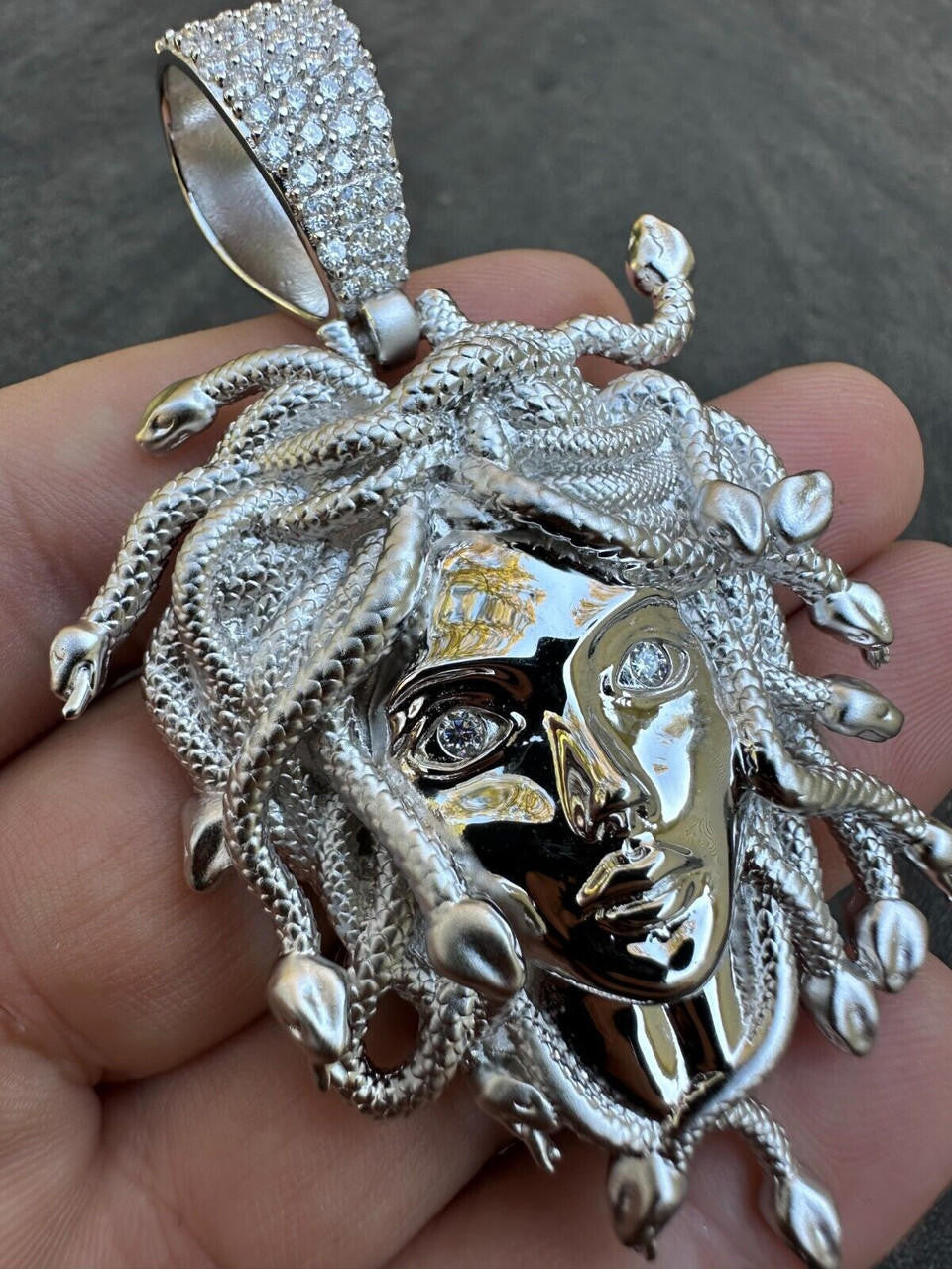 MOISSANITE Medusa Head Pendant - 925 Silver - 3 Sizes 0.75"-2.5"