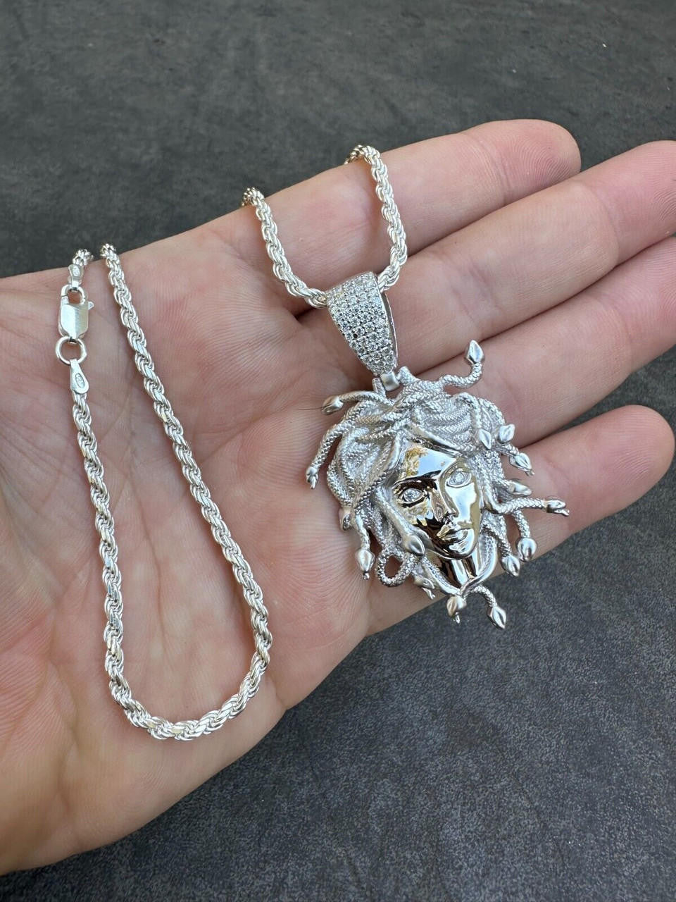 MOISSANITE Medusa Head Pendant - 925 Silver - 3 Sizes 0.75"-2.5"