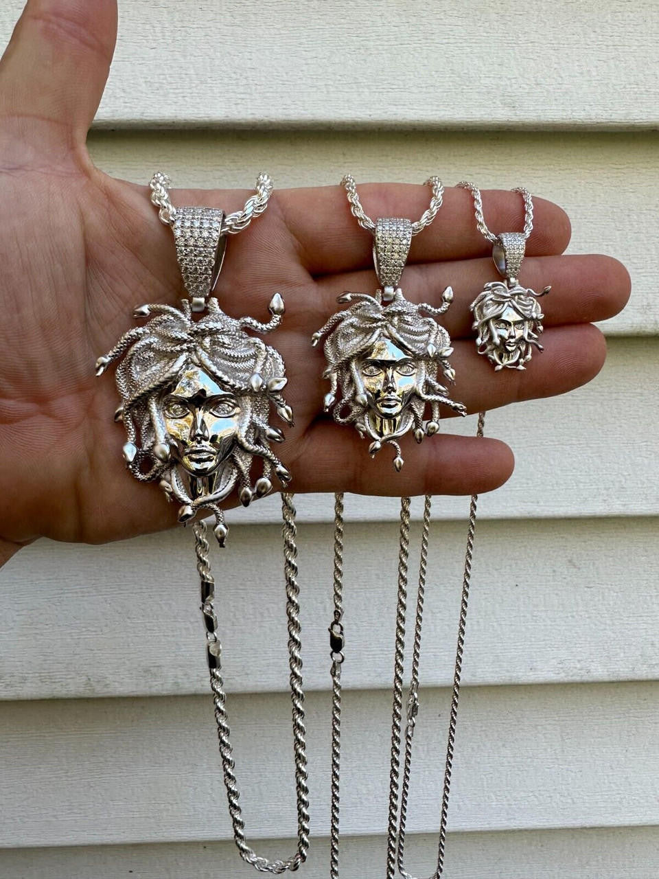 MOISSANITE Medusa Head Pendant - 925 Silver - 3 Sizes 0.75"-2.5"