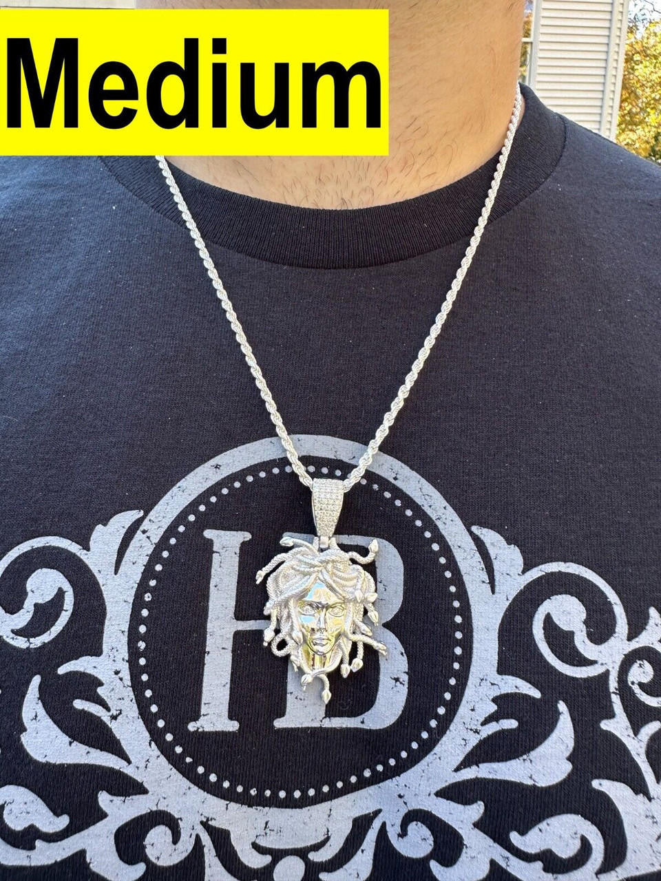 MOISSANITE Medusa Head Pendant - 925 Silver - 3 Sizes 0.75"-2.5"