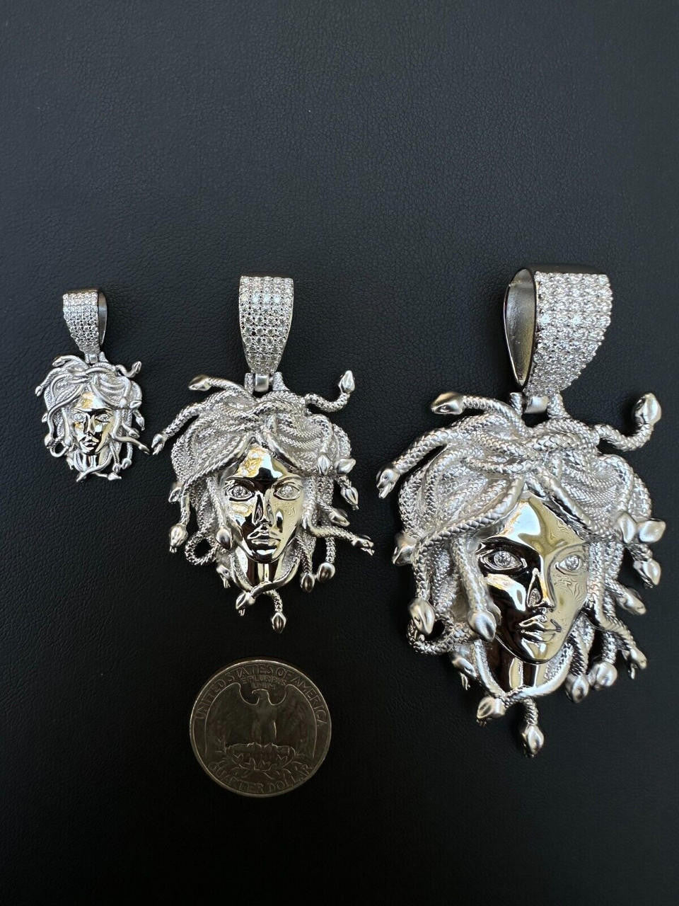 MOISSANITE Medusa Head Pendant - 925 Silver - 3 Sizes 0.75"-2.5"
