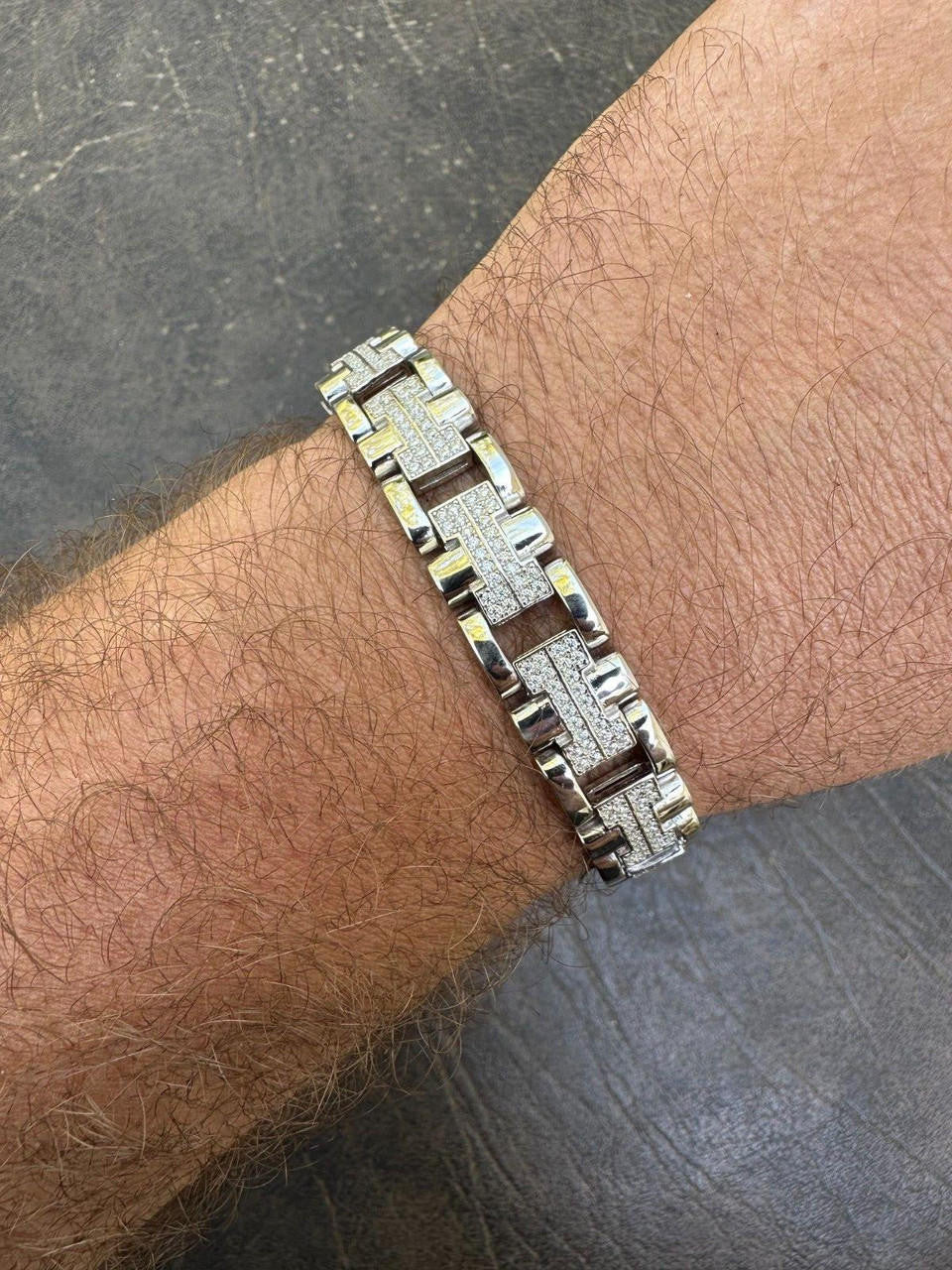 MOISSANITE Custom Hermes Presidential Link Bracelet Iced Out - 925 Silver - 12mm - 7.5"-8.5"