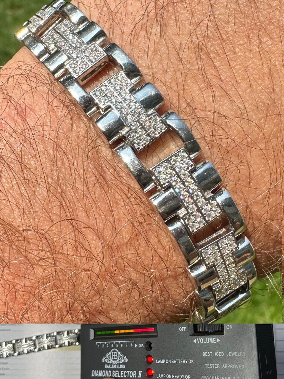 MOISSANITE Custom Hermes Presidential Link Bracelet Iced Out - 925 Silver - 12mm - 7.5"-8.5"