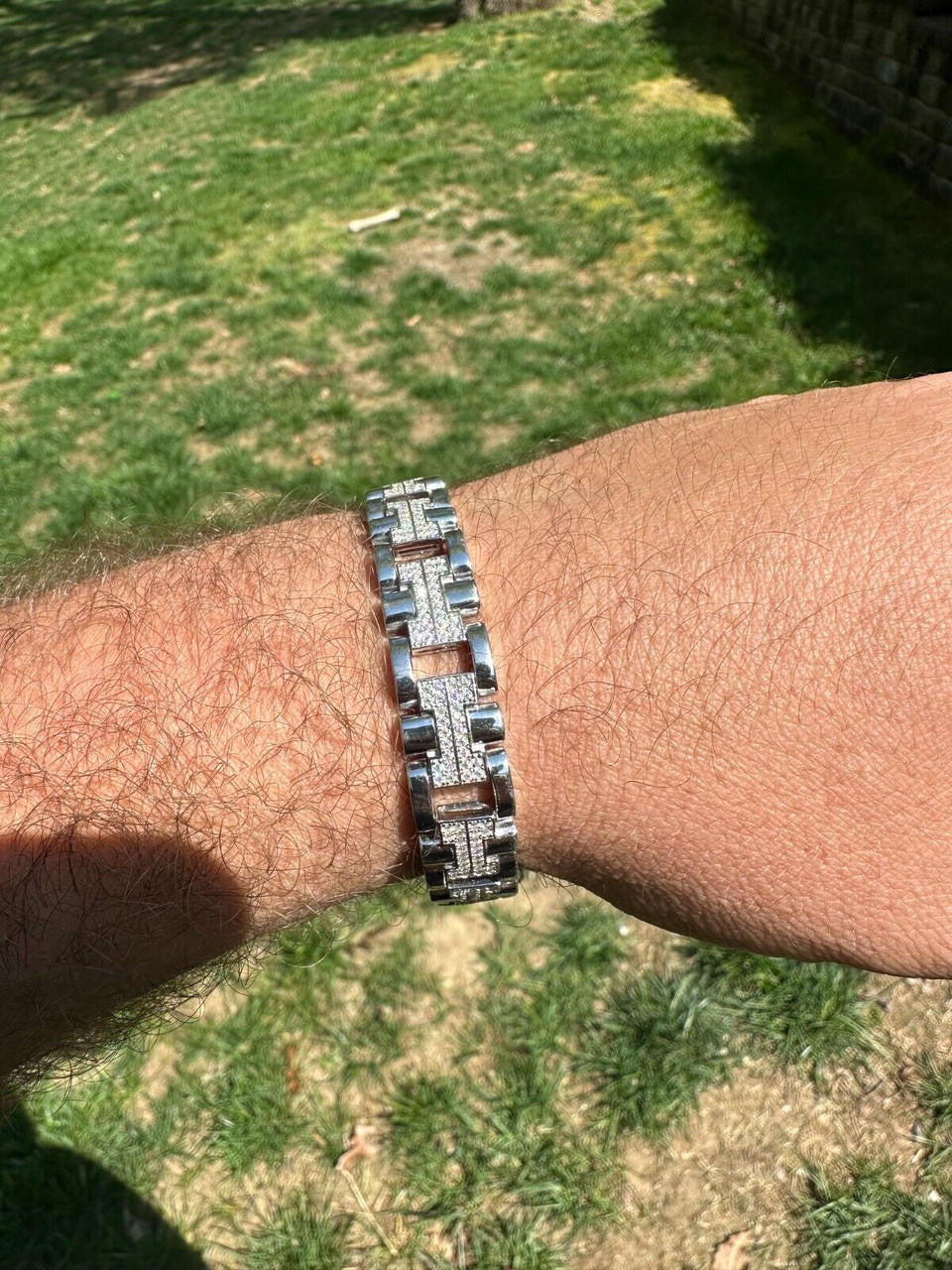 MOISSANITE Custom Hermes Presidential Link Bracelet Iced Out - 925 Silver - 12mm - 7.5"-8.5"