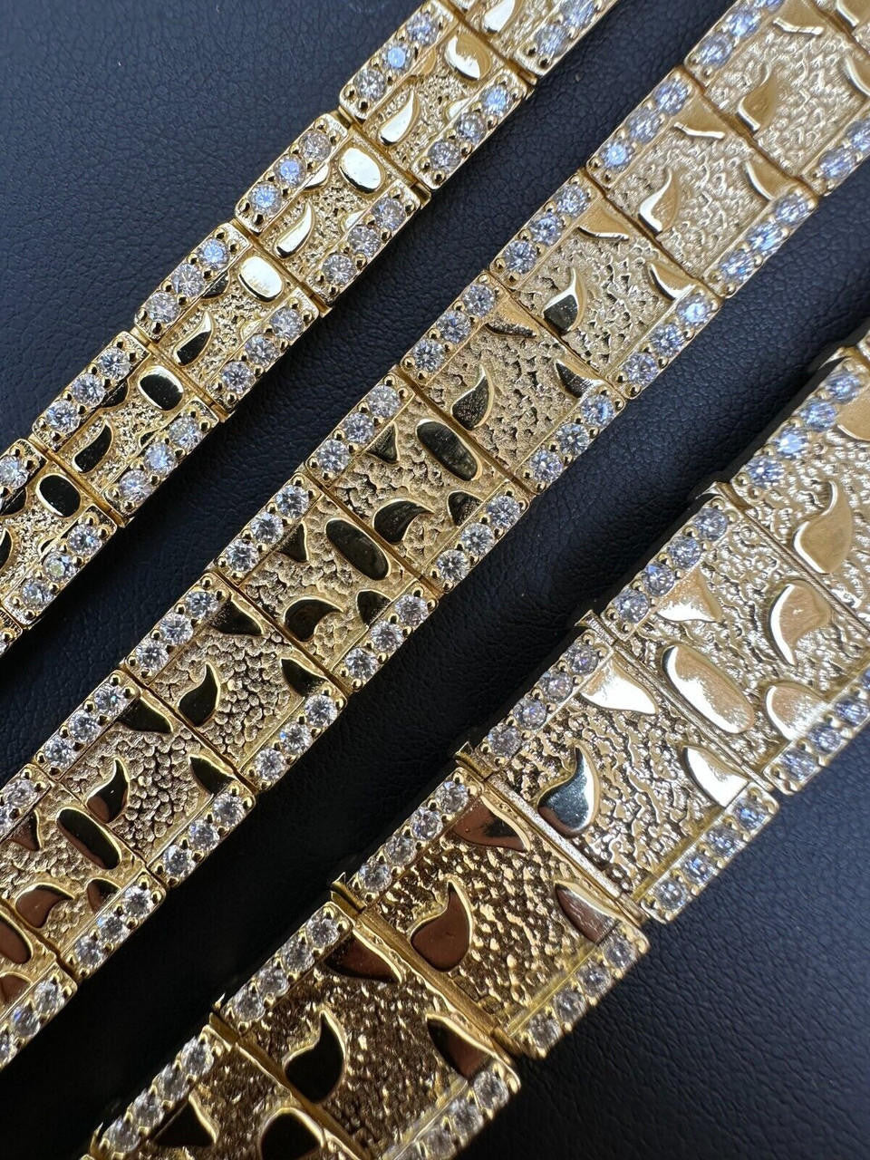 MOISSANITE Classic Nugget Bracelet Iced Out - 14k Gold Vermeil 925 Silver - 14k Gold Vermeil 925 Silver - 8mm-16mm - 7"-8.5"