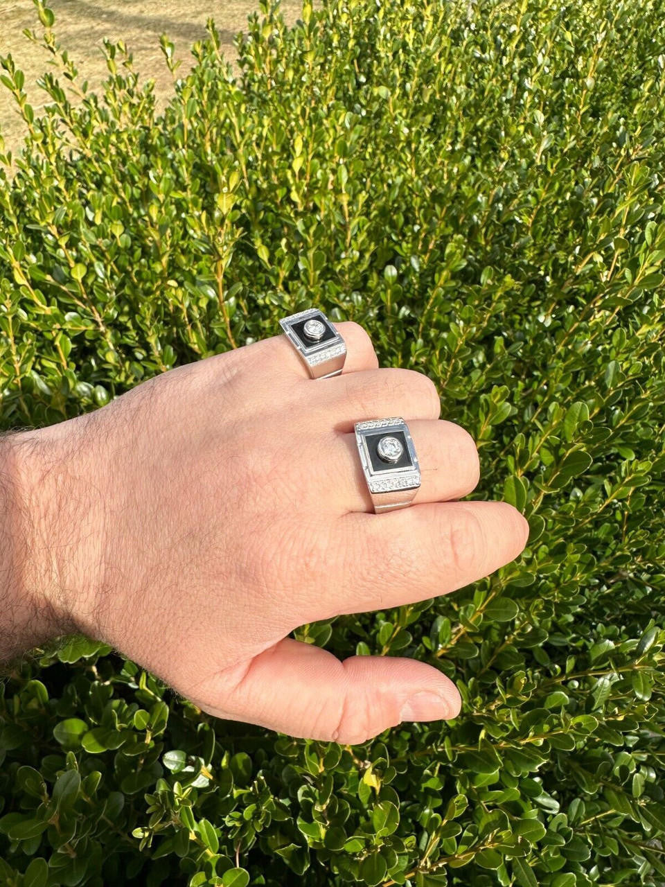 Moissanite Black Onyx Iced Out Ring -925 Silver