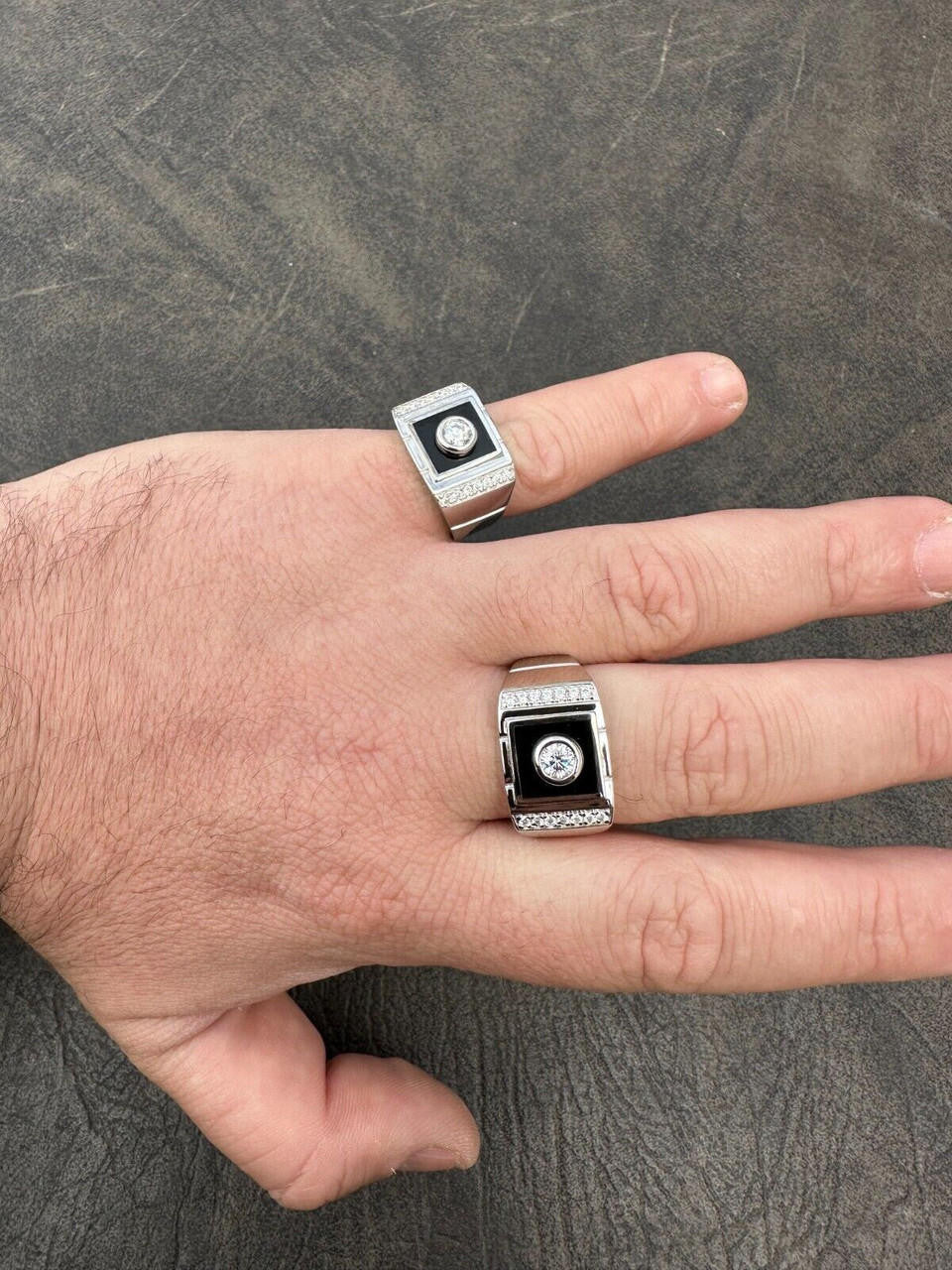 Moissanite Black Onyx Iced Out Ring -925 Silver