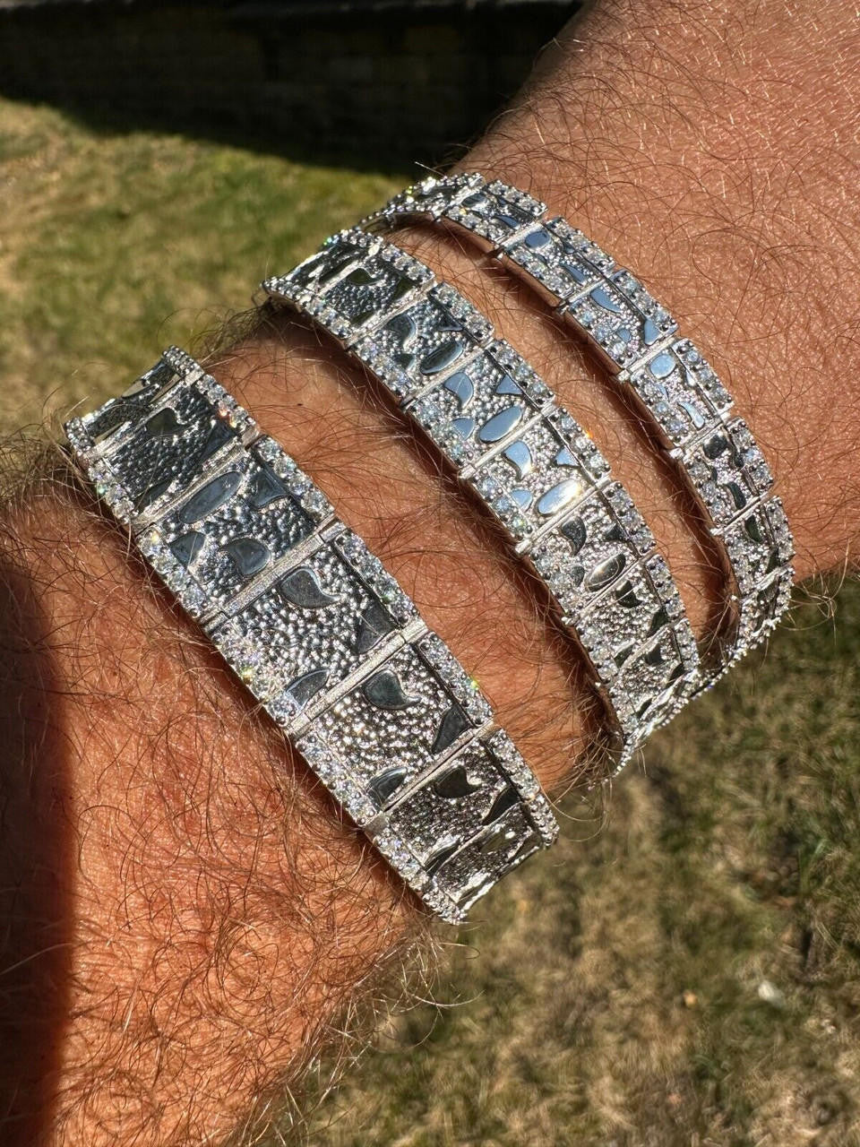 MOISSANITE Classic Nugget Bracelet Iced Out - 14k Gold Vermeil 925 Silver - 925 Silver - 8mm-16mm - 7"-8.5"
