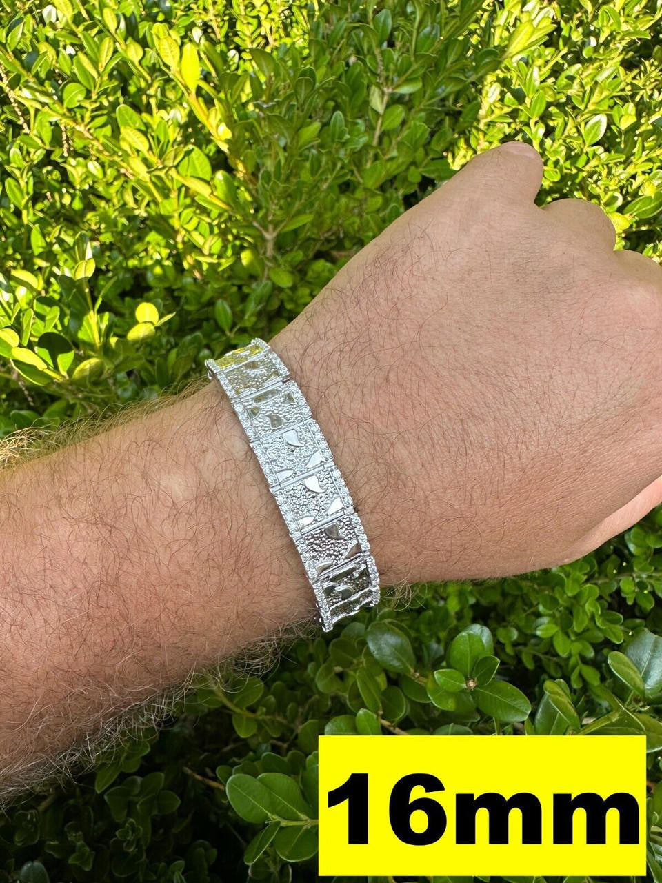 MOISSANITE Classic Nugget Bracelet Iced Out - 14k Gold Vermeil 925 Silver - 925 Silver - 8mm-16mm - 7"-8.5"